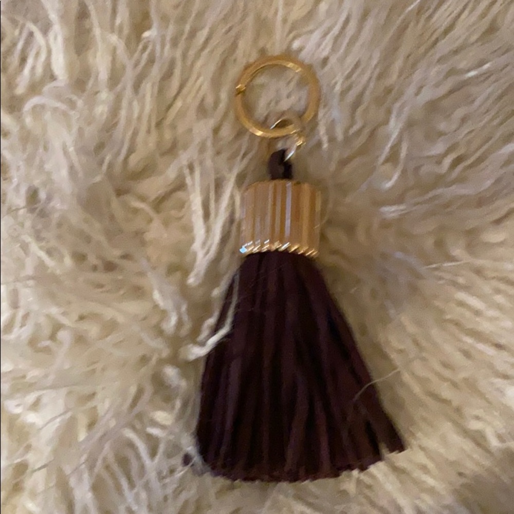 India Hicks leather wine color tassel key chain